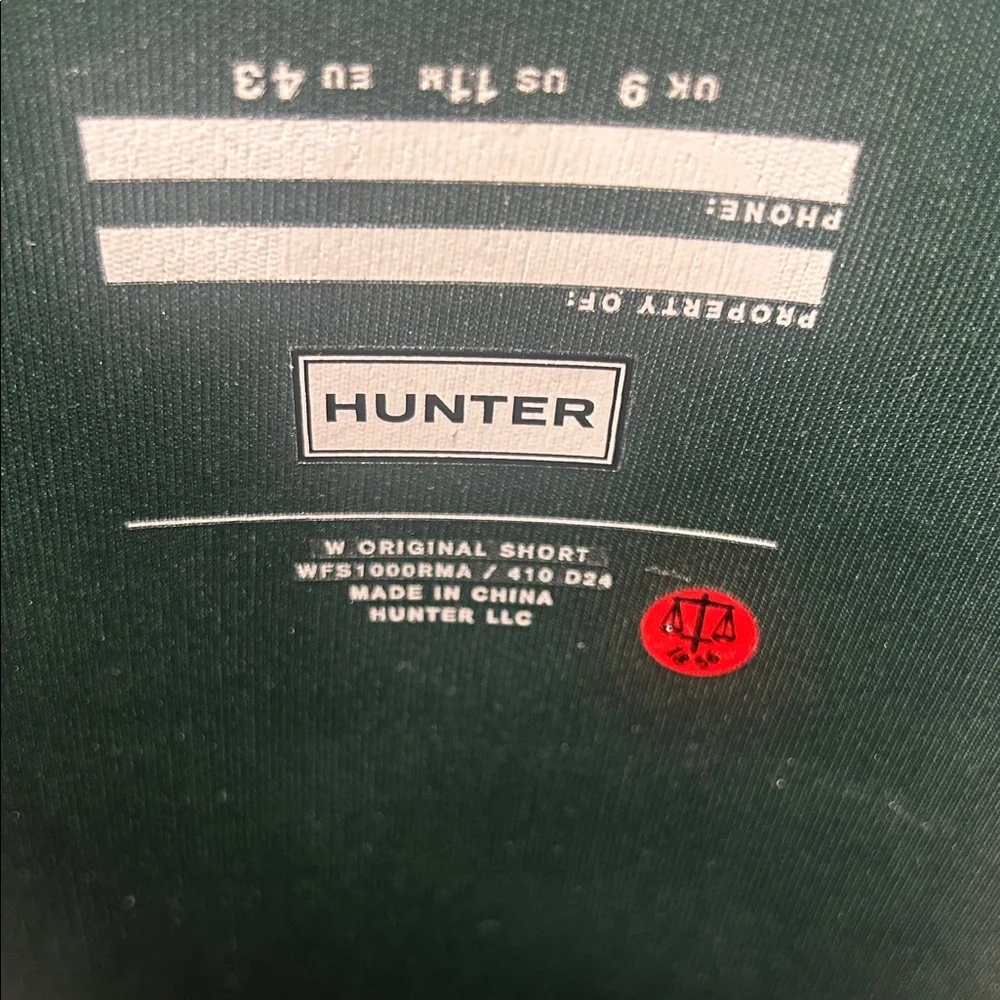 Hunter Women's Original Short Rain Boots, Hunter Green, Women Sz 11, NWOT
